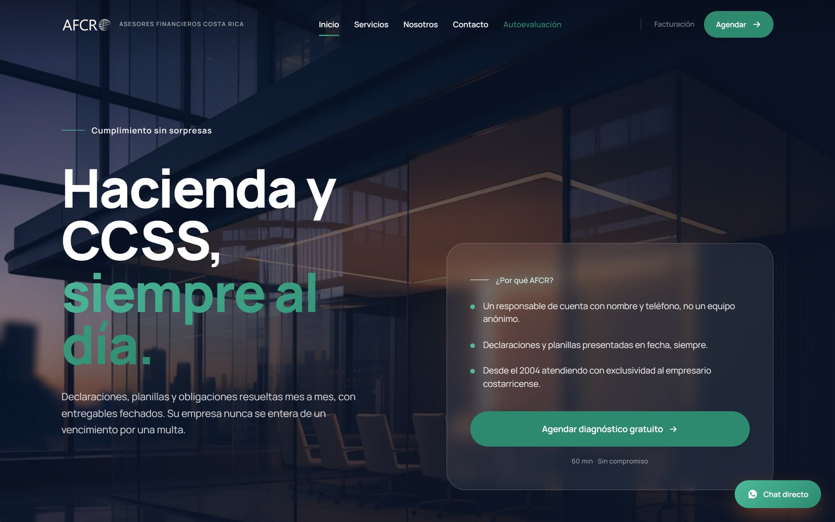 Página de inicio del sitio de AFCR